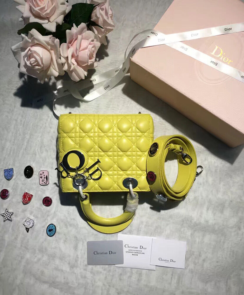 Christian Dior Lady Dior Lucky Badges Bag Yellow